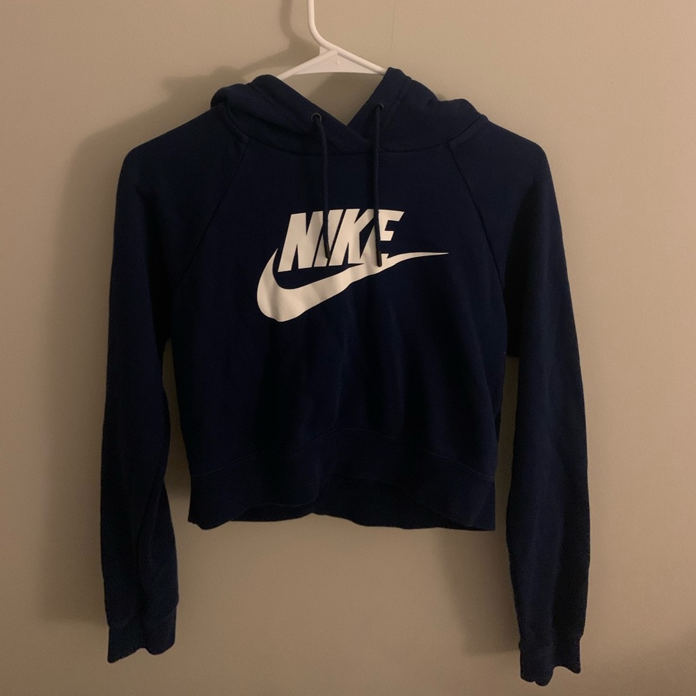 Nike navy blue cropped hoodie